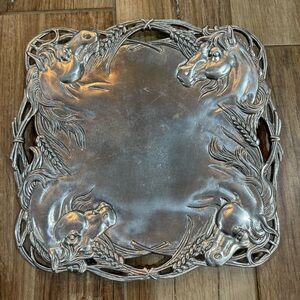Arthur Court Horse Aluminum 12" Inch Square Tray Platter Vintage Equestrian 1999
